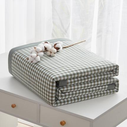 91家纺网 家纺一手货源 找家纺 格子铺 2023新款全棉水洗棉大豆被夏被绿小格