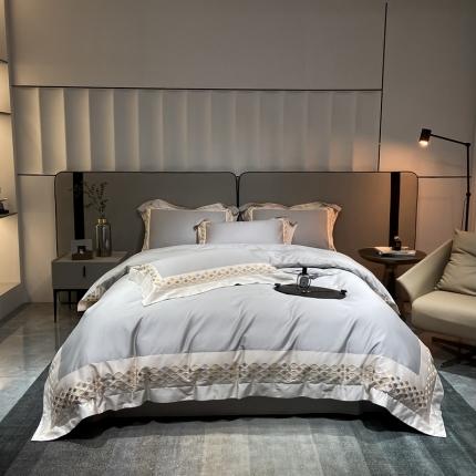 91家纺网 家纺一手货源 找家纺 （总）爱缦2022新款莫拉系列风格一100支长绒棉四件套