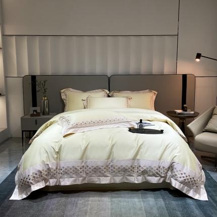 91家纺网 家纺一手货源 找家纺 （总）爱缦2022新款莫拉系列风格一100支长绒棉四件套