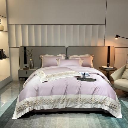 91家纺网 家纺一手货源 找家纺 （总）爱缦2022新款莫拉系列风格一100支长绒棉四件套