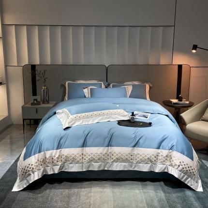 91家纺网 家纺一手货源 找家纺 （总）爱缦2022新款莫拉系列风格一100支长绒棉四件套