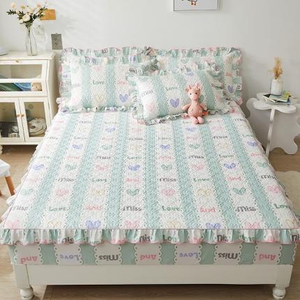 91家纺网 家纺一手货源 找家纺 宜凡家纺 2023新款全棉印花花边床笠三件套 心恋曲