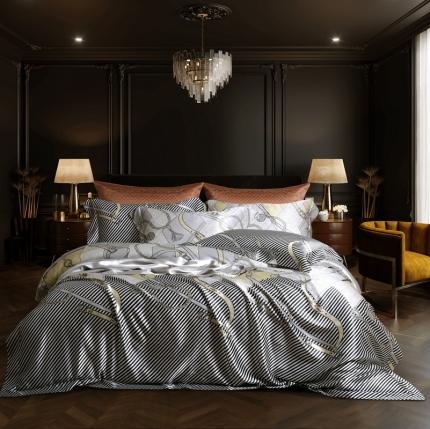 91家纺网 家纺一手货源 找家纺 晋瑞红顶鹅绒馆 新款全真丝数码印花四件套 菲拉格慕