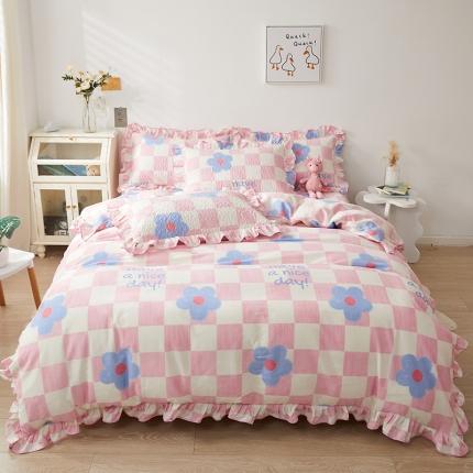 宜凡家纺 2023新款全棉印花花边床笠款四件套 春日