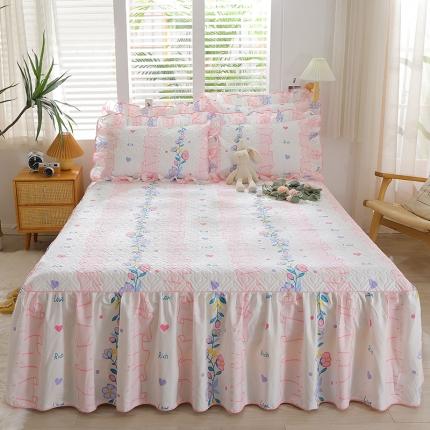 91家纺网 家纺一手货源 找家纺 （总）宜凡家纺 2023新款全棉印花花边床裙三件套