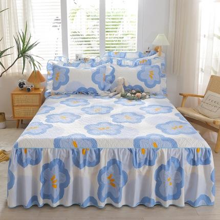 宜凡家纺 2023新款全棉印花花边床裙三件套 花梦相依