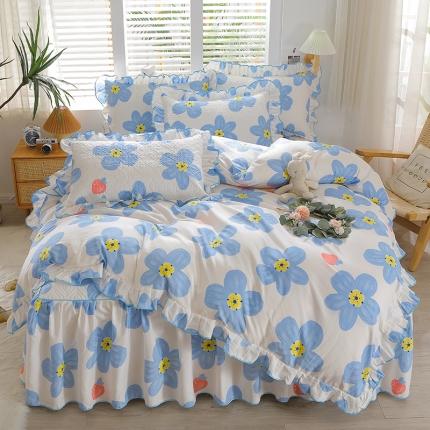 91家纺网 家纺一手货源 找家纺 （总）宜凡家纺 2023新款全棉印花花边床裙四件套