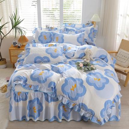 91家纺网 家纺一手货源 找家纺 （总）宜凡家纺 2023新款全棉印花花边床裙四件套