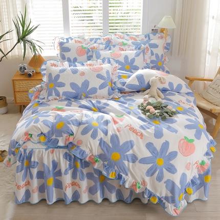 91家纺网 家纺一手货源 找家纺 （总）宜凡家纺 2023新款全棉印花花边床裙四件套