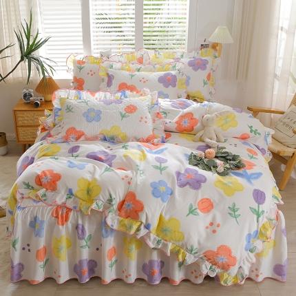 91家纺网 家纺一手货源 找家纺 （总）宜凡家纺 2023新款全棉印花花边床裙四件套