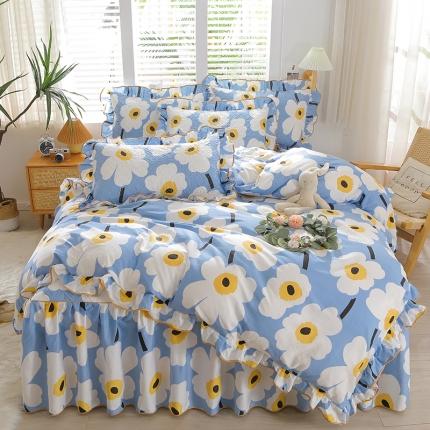 91家纺网 家纺一手货源 找家纺 （总）宜凡家纺 2023新款全棉印花花边床裙四件套