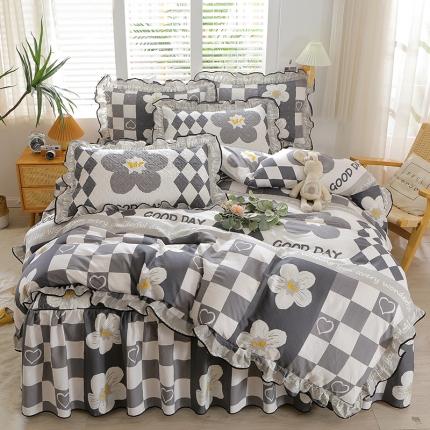 91家纺网 家纺一手货源 找家纺 宜凡家纺 2023新款全棉印花花边床裙四件套 香榭丽