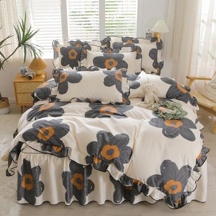 91家纺网 家纺一手货源 找家纺 （总）宜凡家纺 2023新款全棉印花花边床裙四件套