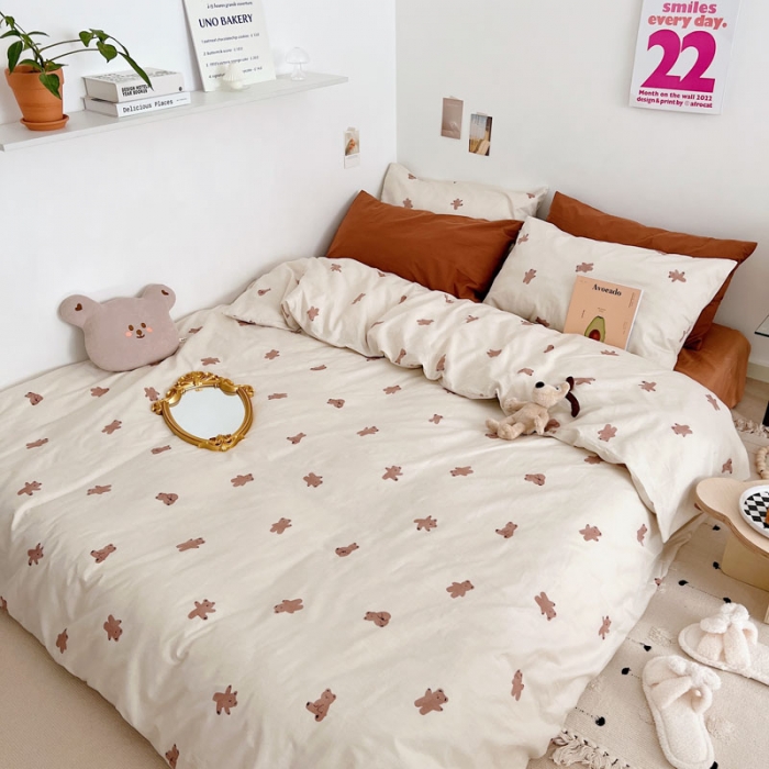 91家纺网 家纺一手货源 找家纺 （总）艾沁家纺 2022新款13372纯棉碎花四件套-小熊