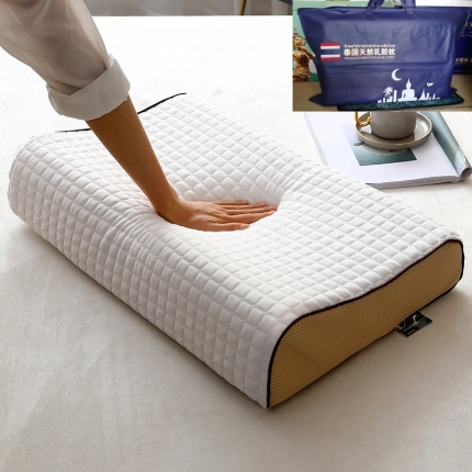 91家纺网 家纺一手货源 找家纺 2022 泰国进口天然乳胶枕头枕芯曲线颗粒枕加手提袋