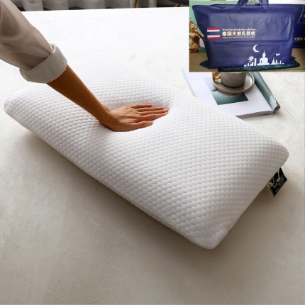91家纺网 家纺一手货源 找家纺 2022 泰国进口天然乳胶枕头枕芯曲线颗粒枕加手提袋
