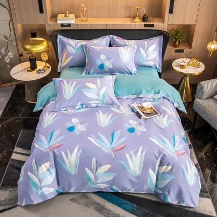 91家纺网 家纺一手货源 找家纺 雲归梦 2022新款全棉大版四件套 花卉花型 秋水伊人-紫