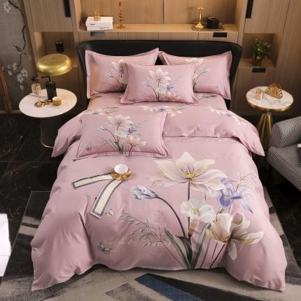 91家纺网 家纺一手货源 找家纺 雲归梦 2022新款全棉大版四件套 花卉花型 赏心悦目-粉