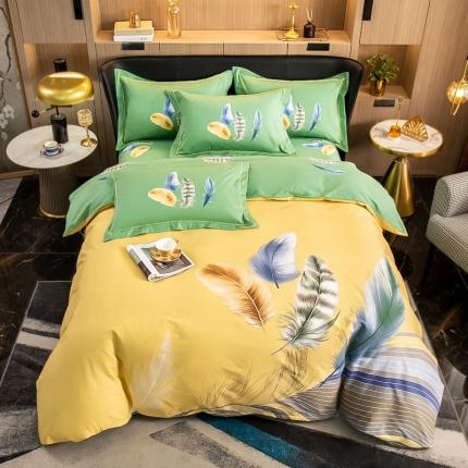 91家纺网 家纺一手货源 找家纺 雲归梦 2022新款全棉大版四件套 花卉花型 月光之梦-黄