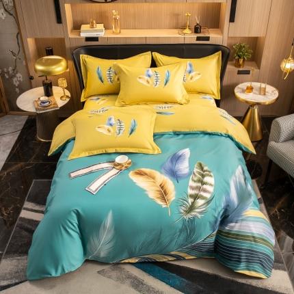 91家纺网 家纺一手货源 找家纺 雲归梦 2022新款全棉大版四件套 花卉花型 月光之梦-绿