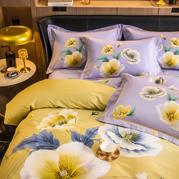 91家纺网 家纺一手货源 找家纺 雲归梦 2022新款全棉大版四件套 花卉花型 柔曼芬芳