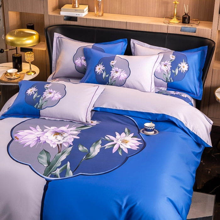 91家纺网 家纺一手货源 找家纺 雲归梦 2022新款全棉大版四件套 花卉花型 扇中涟漪