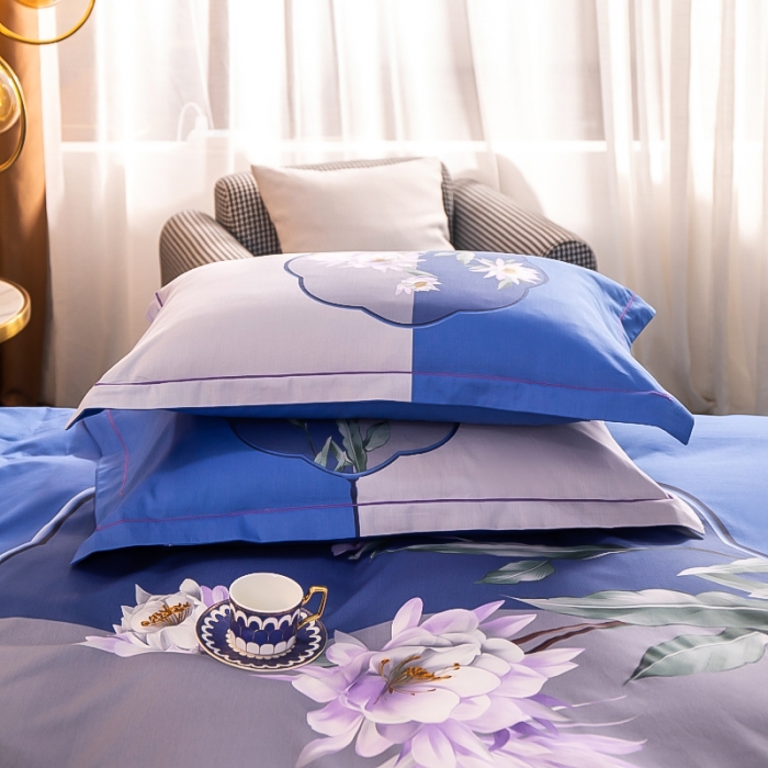 91家纺网 家纺一手货源 找家纺 雲归梦 2022新款全棉大版四件套 花卉花型 扇中涟漪