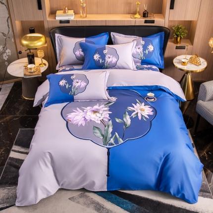 雲归梦 2022新款全棉大版四件套 花卉花型 扇中涟漪