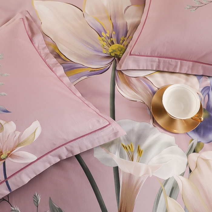 91家纺网 家纺一手货源 找家纺 雲归梦 2022新款全棉大版四件套 花卉花型 赏心悦目-粉