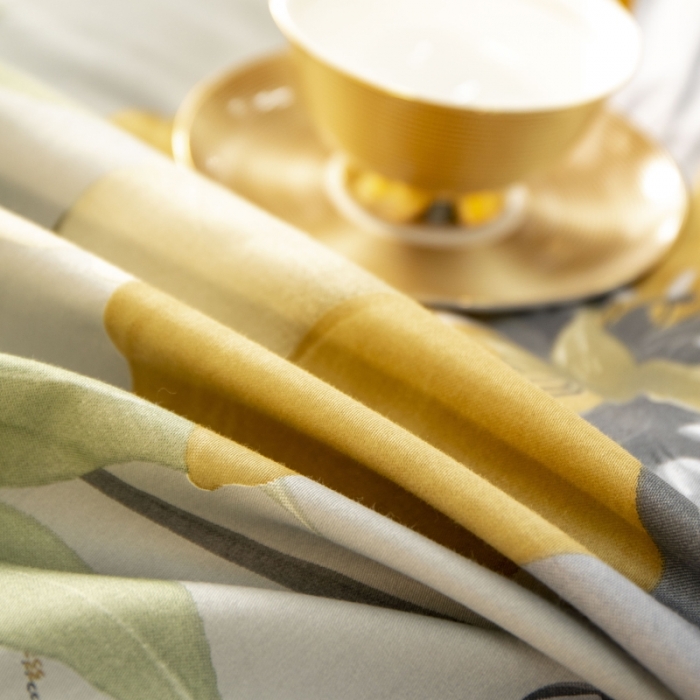 91家纺网 家纺一手货源 找家纺 雲归梦 2022新款全棉大版四件套 花卉花型 夏薇尔黄