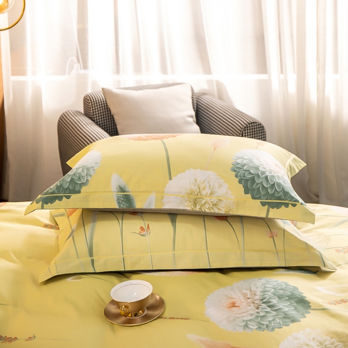 91家纺网 家纺一手货源 找家纺 雲归梦 2022新款全棉大版四件套 花卉花型 绣球艺术-绿