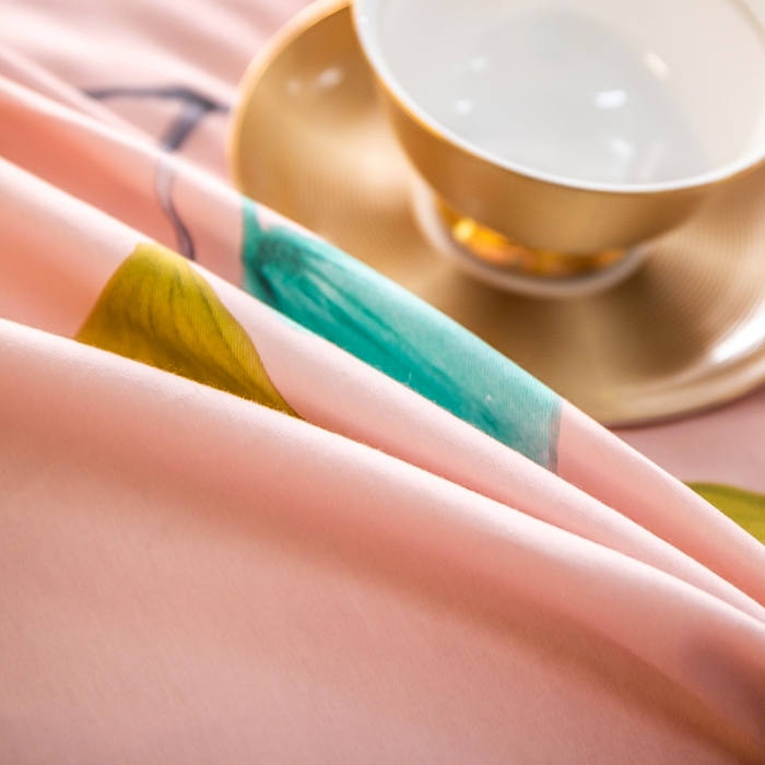 91家纺网 家纺一手货源 找家纺 雲归梦 2022新款全棉大版四件套 花卉花型 叶灵歌-粉