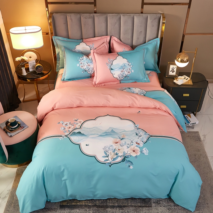 91家纺网 家纺一手货源 找家纺 雲归梦 2022新款全棉大版四件套 花卉花型 依韵兰