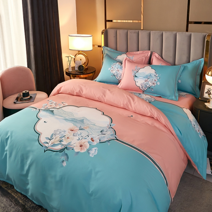 91家纺网 家纺一手货源 找家纺 雲归梦 2022新款全棉大版四件套 花卉花型 依韵兰