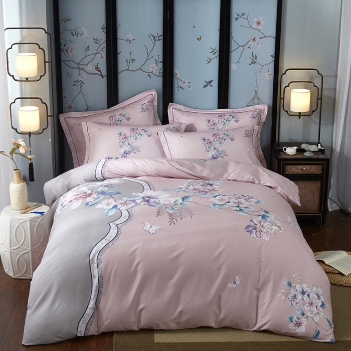 91家纺网 家纺一手货源 找家纺 雲归梦 2022新款全棉大版四件套 花卉花型 意韵东方