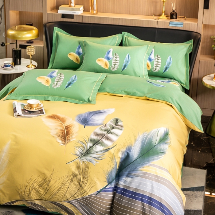 91家纺网 家纺一手货源 找家纺 雲归梦 2022新款全棉大版四件套 花卉花型 月光之梦-黄