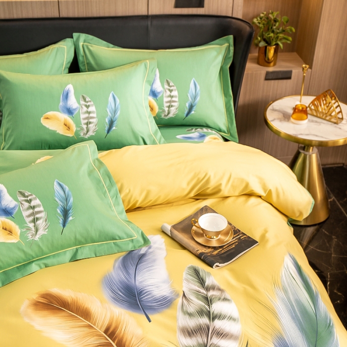 91家纺网 家纺一手货源 找家纺 雲归梦 2022新款全棉大版四件套 花卉花型 月光之梦-黄