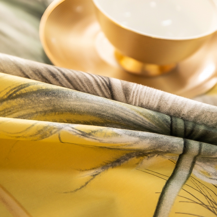 91家纺网 家纺一手货源 找家纺 雲归梦 2022新款全棉大版四件套 花卉花型 月光之梦-黄