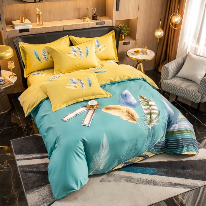 91家纺网 家纺一手货源 找家纺 雲归梦 2022新款全棉大版四件套 花卉花型 月光之梦-绿