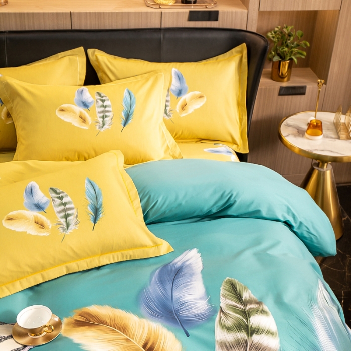 91家纺网 家纺一手货源 找家纺 雲归梦 2022新款全棉大版四件套 花卉花型 月光之梦-绿