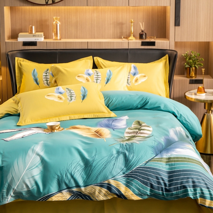 91家纺网 家纺一手货源 找家纺 雲归梦 2022新款全棉大版四件套 花卉花型 月光之梦-绿