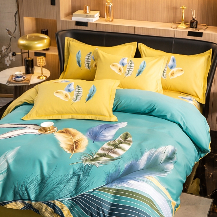 91家纺网 家纺一手货源 找家纺 雲归梦 2022新款全棉大版四件套 花卉花型 月光之梦-绿