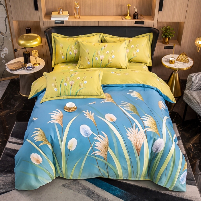 91家纺网 家纺一手货源 找家纺 雲归梦 2022新款全棉大版四件套 花卉花型 在水一方