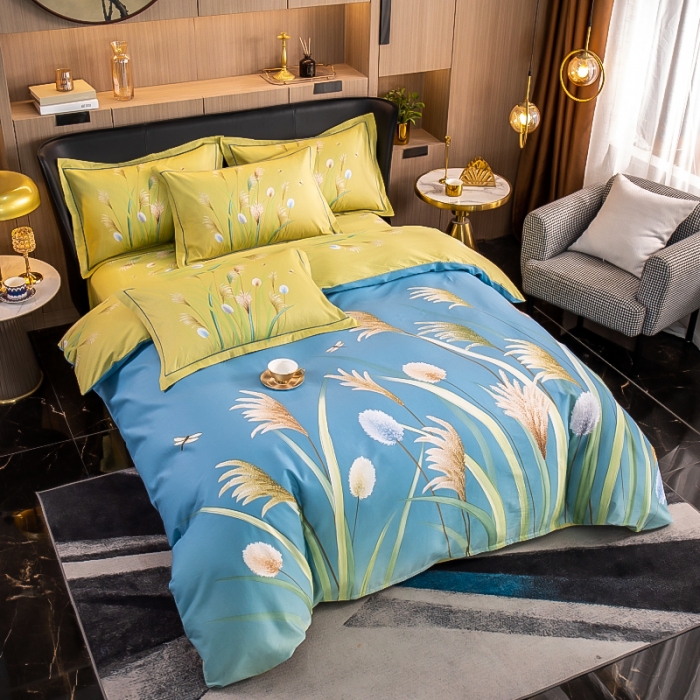 91家纺网 家纺一手货源 找家纺 雲归梦 2022新款全棉大版四件套 花卉花型 在水一方