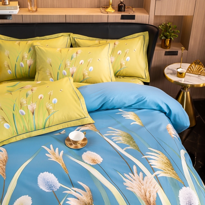 91家纺网 家纺一手货源 找家纺 雲归梦 2022新款全棉大版四件套 花卉花型 在水一方