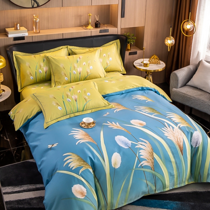 91家纺网 家纺一手货源 找家纺 雲归梦 2022新款全棉大版四件套 花卉花型 在水一方