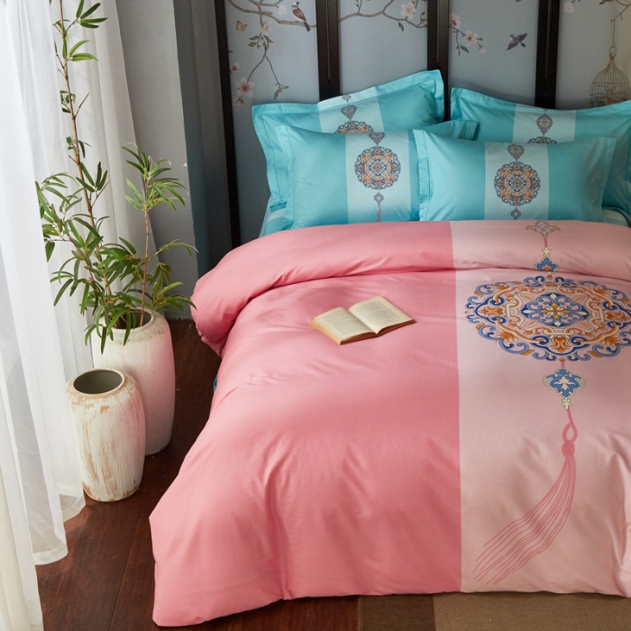 91家纺网 家纺一手货源 找家纺 雲归梦 2022新款全棉大版四件套 花卉花型 长相思