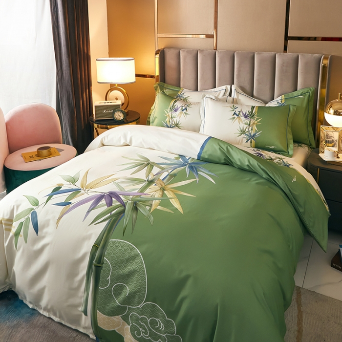 91家纺网 家纺一手货源 找家纺 雲归梦 2022新款全棉大版四件套 花卉花型 枕上书