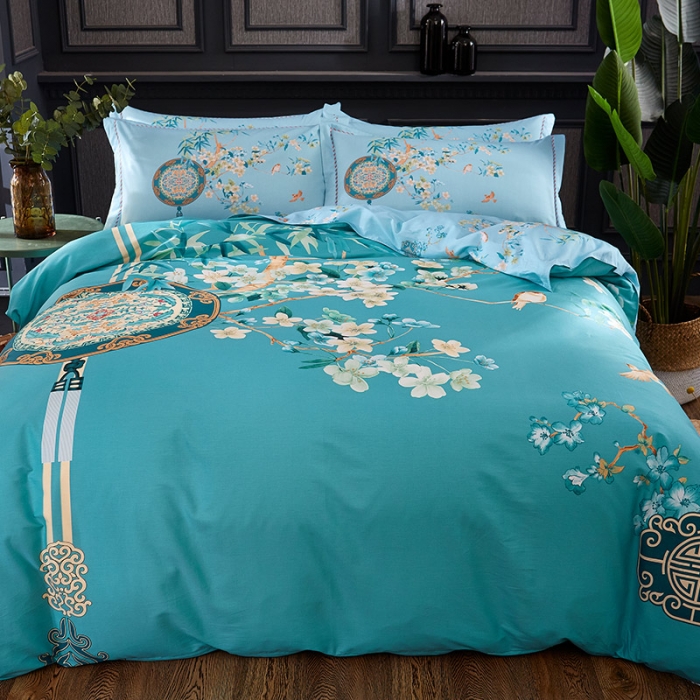 91家纺网 家纺一手货源 找家纺 雲归梦 2022新款全棉大版四件套 花卉花型 竹林风