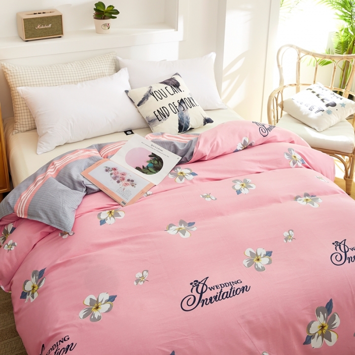 91家纺网 家纺一手货源 找家纺 尚帛 2024新款全棉12868印花单品被套 朝花西拾-粉